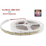 Tira LED Flexible 24V 43,2W/mt 180 Led/mt SMD 2835 IP20 2700K, Serie Profesional, venta por metros